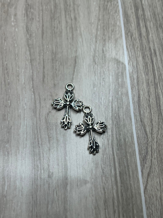 Graceful Bloom Cross Charm